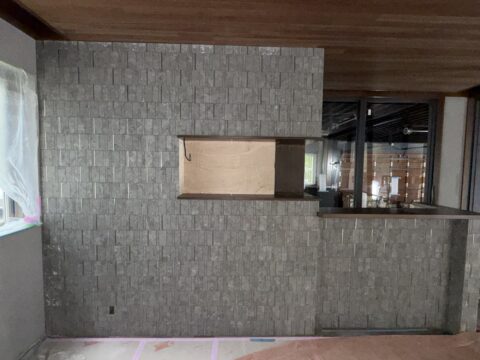 蓼科でのタイル施工